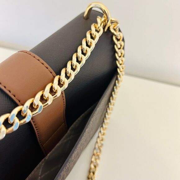 Michael Kors Purse Greenwich Small Signature Logo Crossbody Bag Brown - Picture 6 of 12